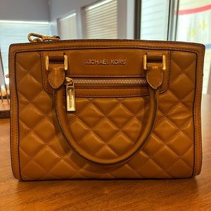 Michael Kors Tan Leather Quilted Handle Bag